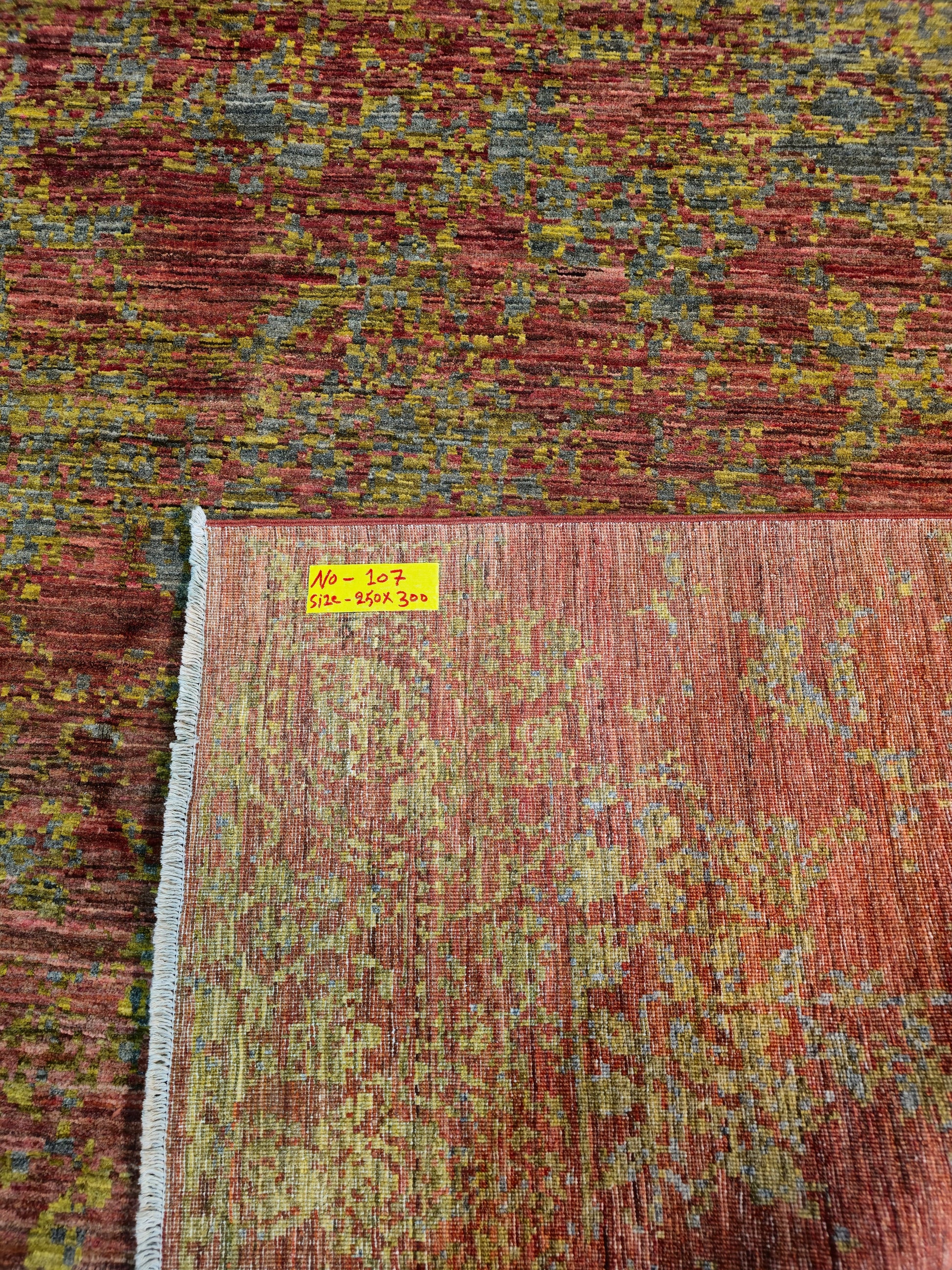 Afghan fine quality chobi modern - rust & gold L 250 X 300cm