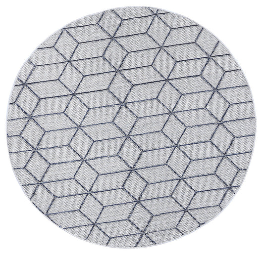 Vanuatu Greenslade Charcoal Geometric Round Flatweave Rug