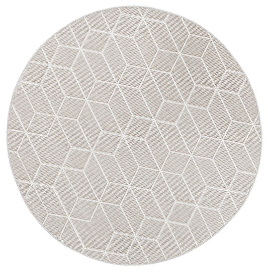 Vanuatu Maemae Beige Geometric Round Flatweave Rug