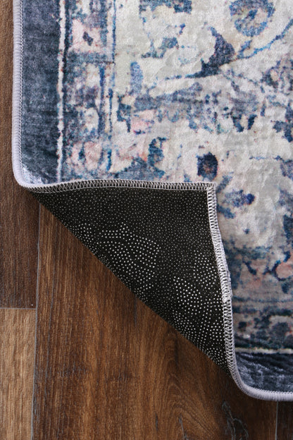 Angelic Navy Medallion Non-Slip Rug - ANGE02