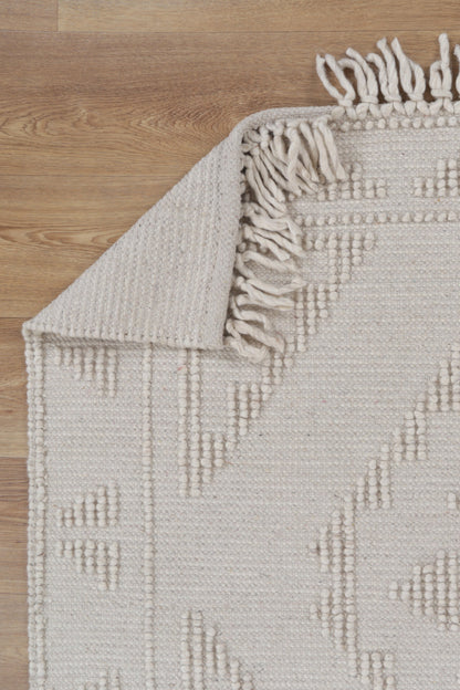 Diego Ornamental Beige Wool Rug - DIEG03