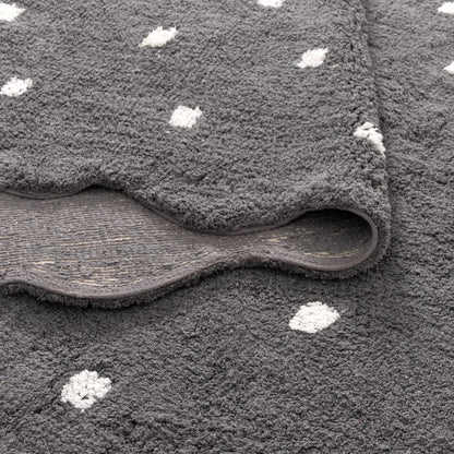 Mellow Rectangle Scalloped Kids Rug Grey: New Arrival