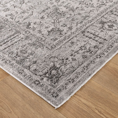 Heritage Distressed Border Grey Rug - H108