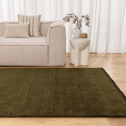 Charleston Hand-Knotted Wool Rug Green