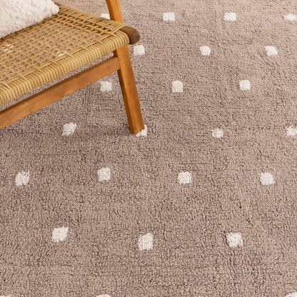 Mellow Round Scalloped Kids Rug Mushroom Beige