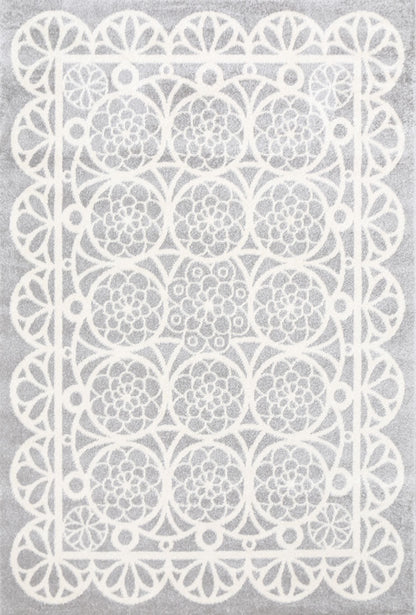 Piccolo Grey and White Doily Kids Rug